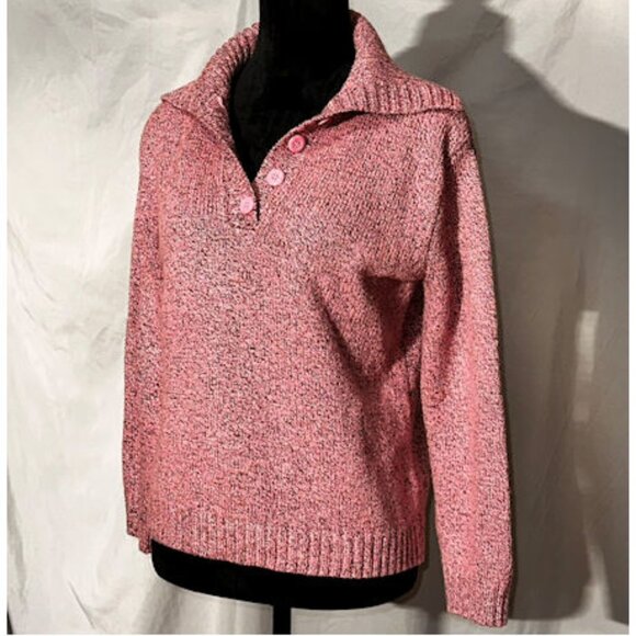 Cozy Pink Henley Sweater with Collar - Picture 3 of 4
